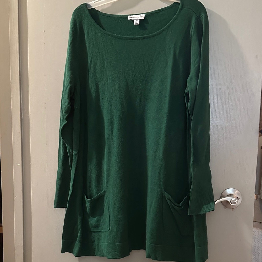 Susan Graver Forest Green Crew Neck Sweater 2X